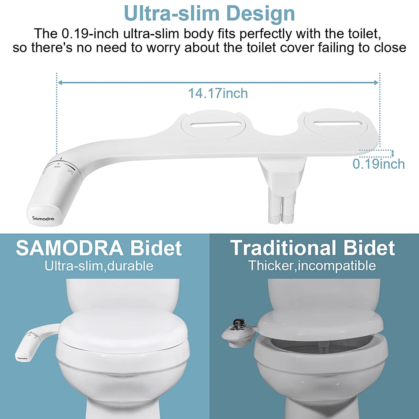 Toilet Seat Attachment Dual Nozzle. Water Pressure Non-Electric Ass Sprayer.