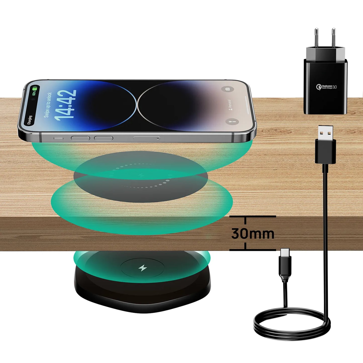 KPON Wireless Charger. Charging Station for iPhone 14/13/12/11/X/8