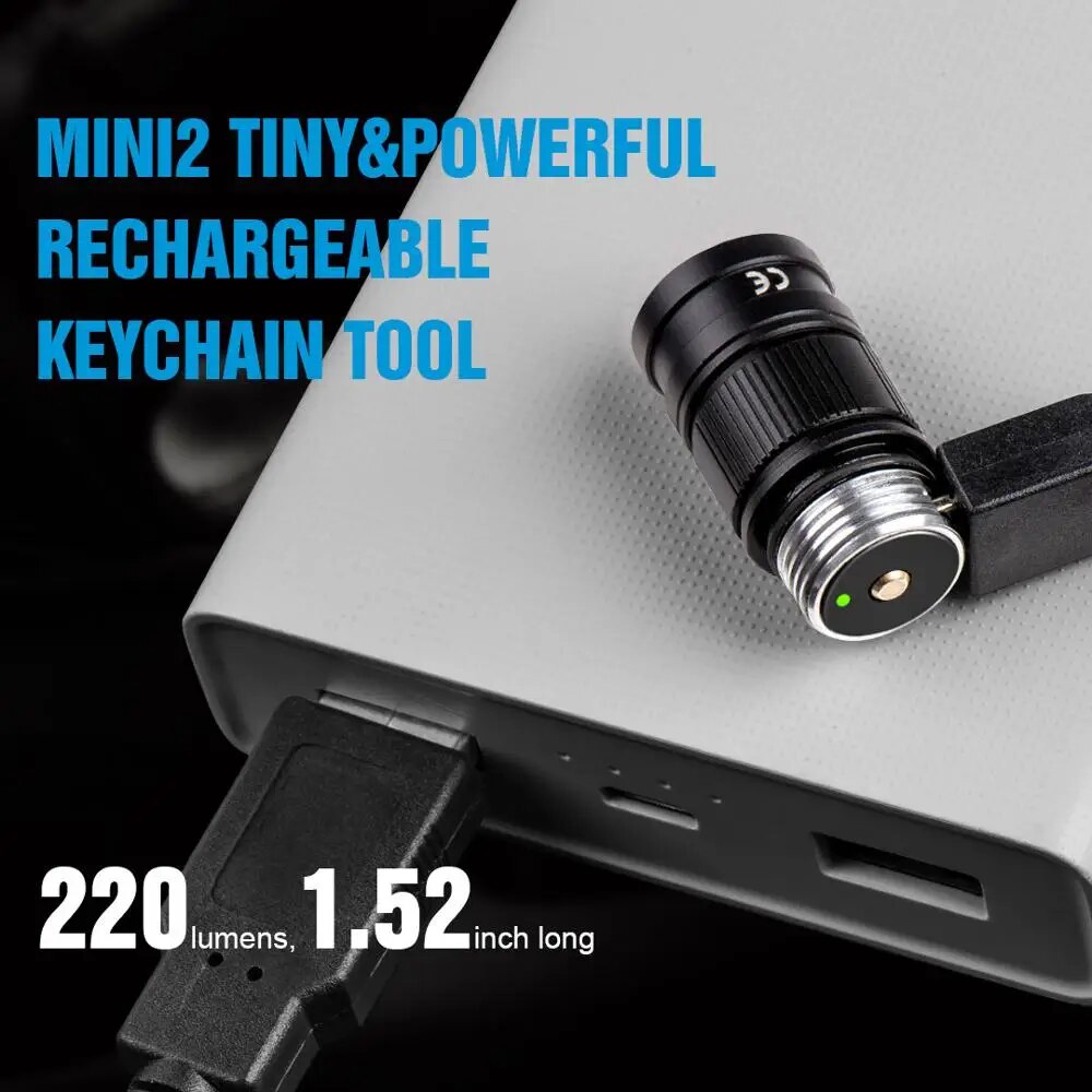 Rechargeable Mini Led Flashlight Keychain. Powered 250 Lumens.
