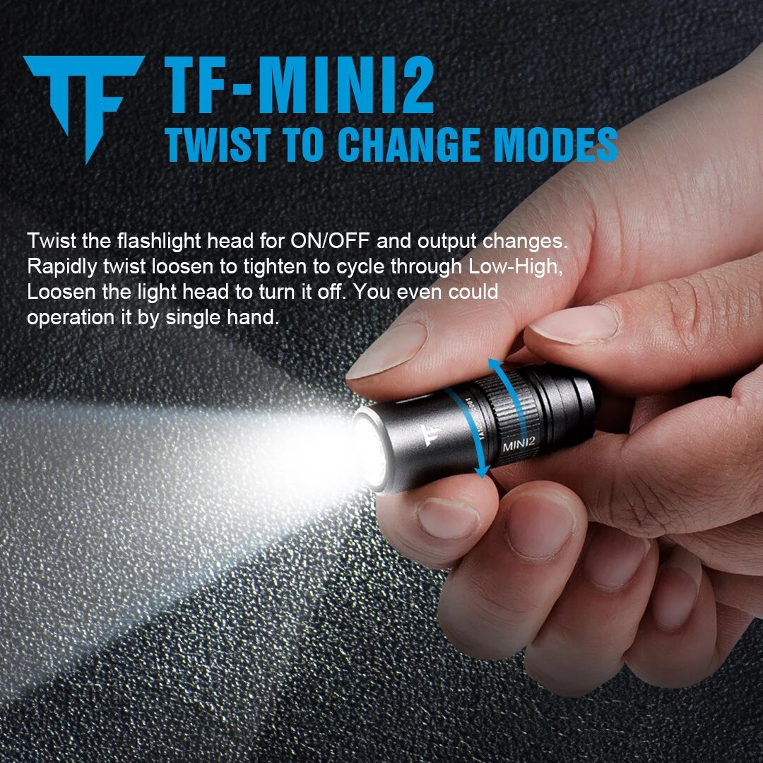 Rechargeable Mini Led Flashlight Keychain. Powered 250 Lumens.
