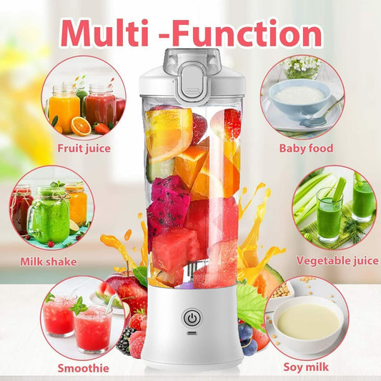 Portable Blender 600ML Electric Juicer Fruit Mixers.  USB Rechargeable.