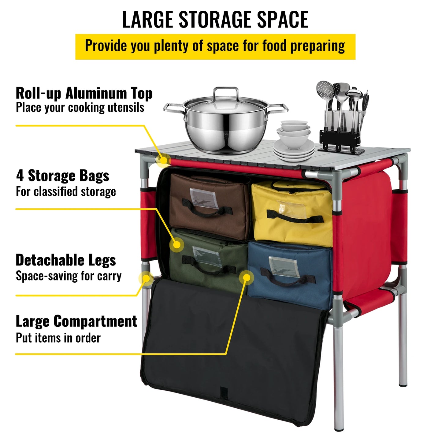 Camping Outdoor Folding Kitchen Table and Cabinet