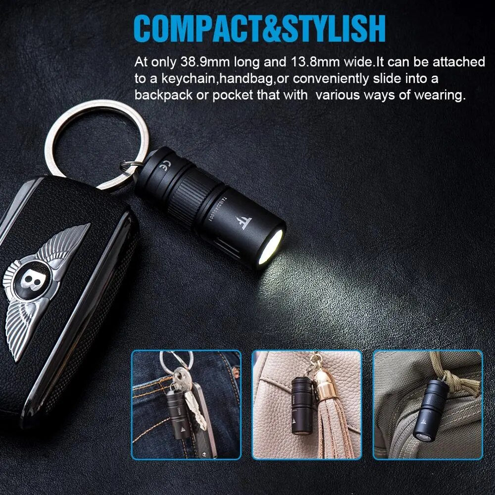 Rechargeable Mini Led Flashlight Keychain. Powered 250 Lumens.