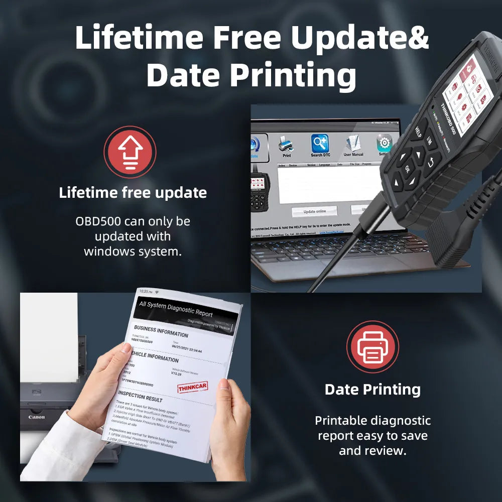 THINKOBD 500 Car Diagnostic Tool Scanner. Lifetime Free Update.