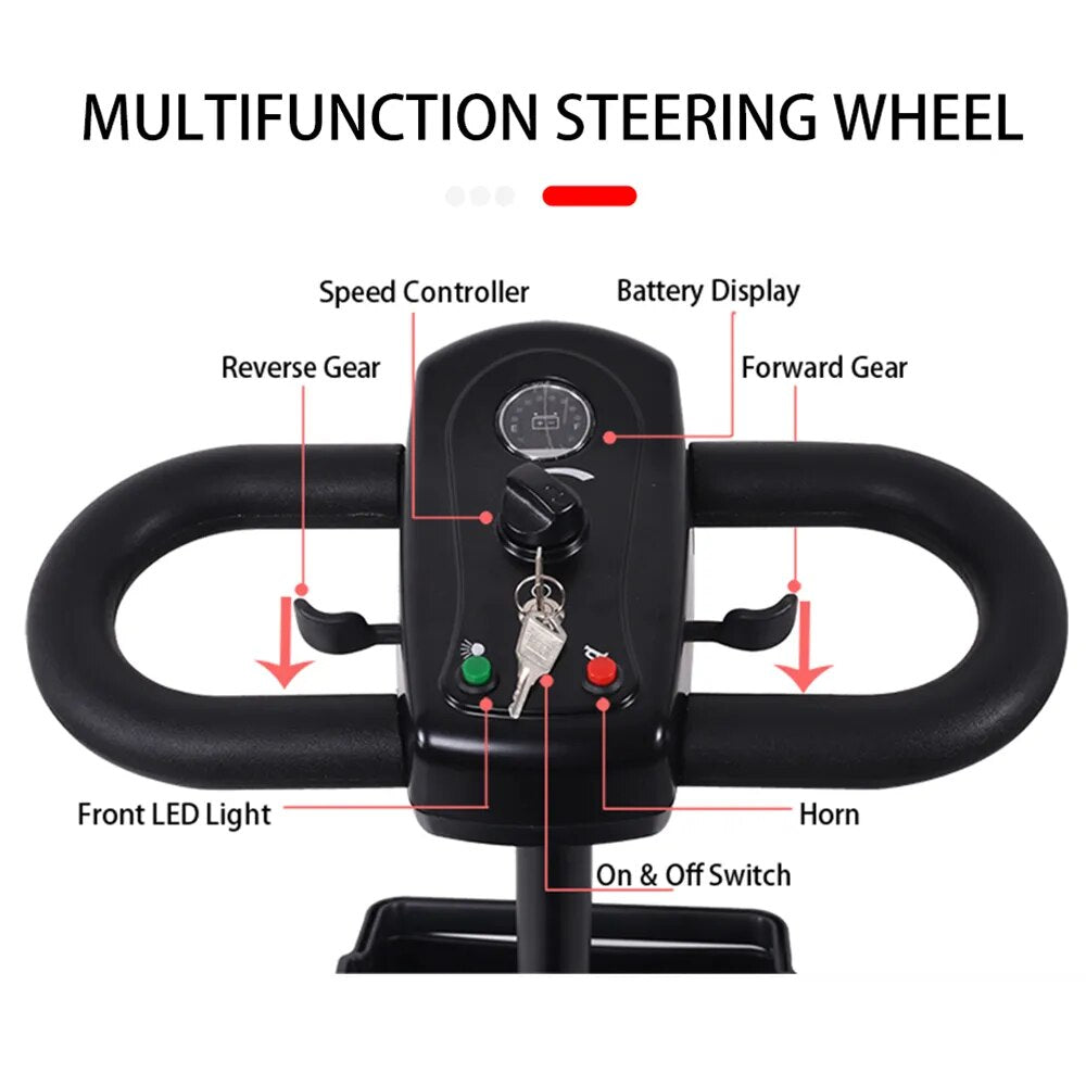 4 Wheels Handicapped Electric Scooter Mobility With Foldable Function.