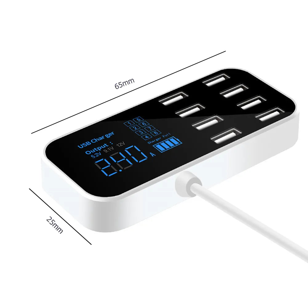 8 Ports USB Mobile Phone Chargers 12-24V Car Charging Station.