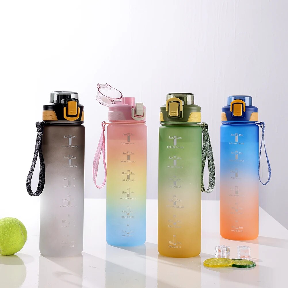 Portable Cold Motivational Drinking Bottle Reusable Cups for Camping Hiking Running